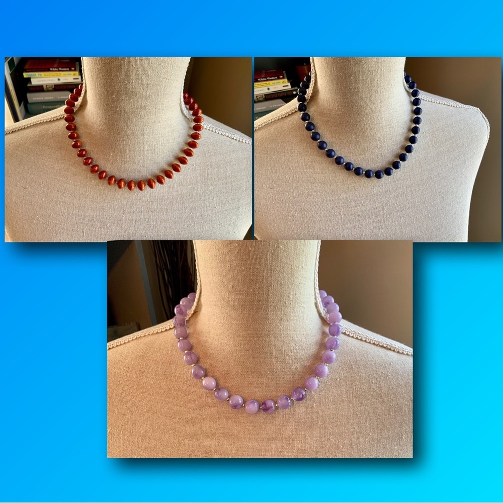 3 vintage plastic bead necklaces